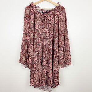 NWT Johnny Was Jade Mini Dress Bell Sleeve Cottagecore Boho Metallic Size Small